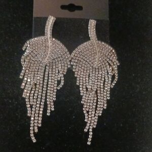 Elegant Silver Rhinestone Dangle Earrings